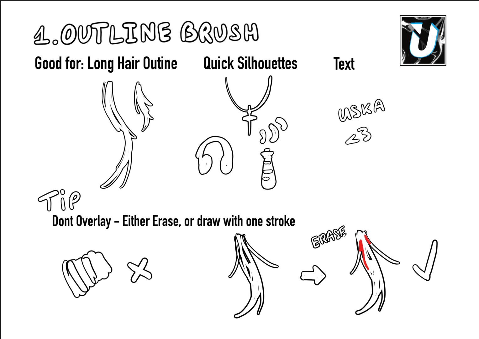 Outline Brush - Long Hair, Silhouettes, Text